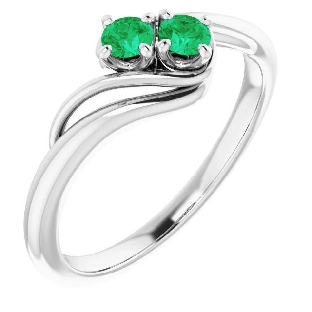 Anello di regolazione bypass con smeraldo verde rotondo 1.60 carati in oro bianco 14K - harrychadent.it