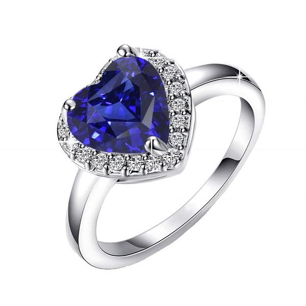 Anello donna Halo Heart con zaffiro dello Sri Lanka e diamanti 3 carati - harrychadent.it