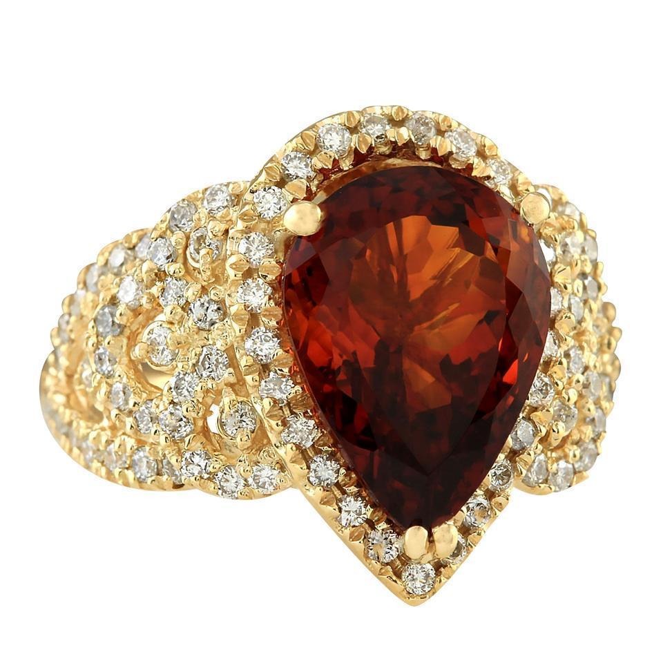 Anello fantasia in oro giallo 14K con citrino naturale e diamante 19 carati - harrychadent.it