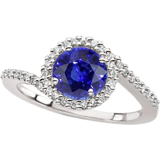 Anello impilabile con zaffiro dello Sri Lanka e diamanti da 2,50 ct. Oro bianco 14K - harrychadent.it