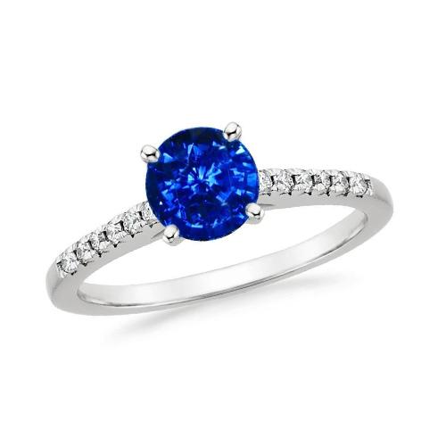 Anello in oro 14 kt con zaffiro dello Sri Lanka e diamanti da 3,20 ct con set a 4 punte - harrychadent.it