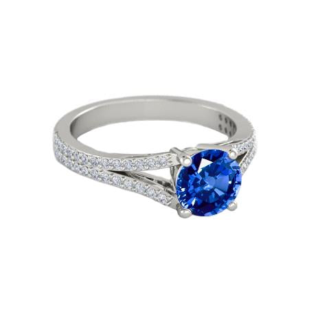 Anello in oro bianco 14 carati 3,20 carati con zaffiro dello Sri Lanka e diamanti - harrychadent.it
