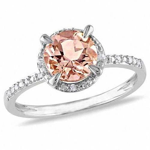 Anello in oro bianco 14 carati con Morganite e diamanti da 9.75 carati - harrychadent.it