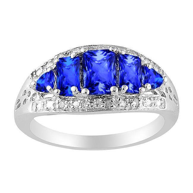 Anello in oro bianco 14 carati con diamanti zaffiro dello Sri Lanka da 5.51 carati - harrychadent.it