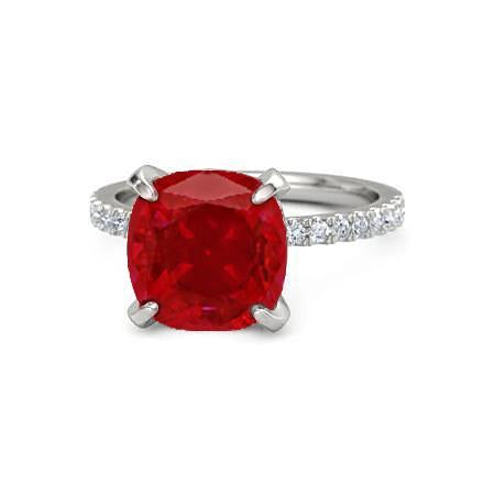Anello in oro bianco 14 carati con rubino rosso con diamanti 4.25 carati - harrychadent.it