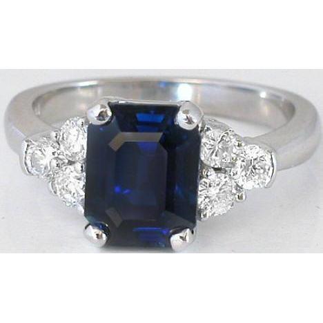 Anello in oro bianco 14 carati con smeraldo dello Sri Lanka e zaffiro, 3,50 carati - harrychadent.it
