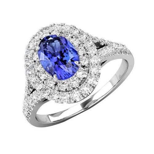 Anello in oro bianco 14 carati con tanzanite e diamanti da 6,75 carati - harrychadent.it