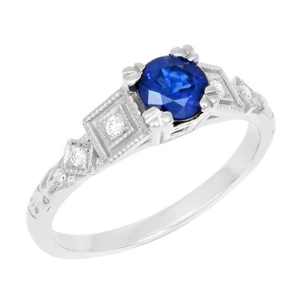 Anello in oro bianco 14 carati con zaffiro dello Sri Lanka e diamanti a taglio rotondo da 1,65 ct - harrychadent.it
