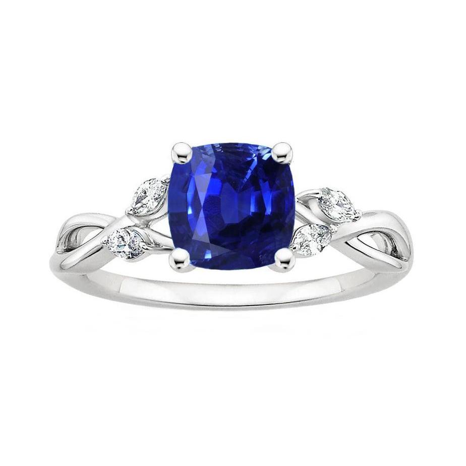 Anello in oro bianco 14 carati con zaffiro di Ceylon e diamanti da 2,10 carati - harrychadent.it