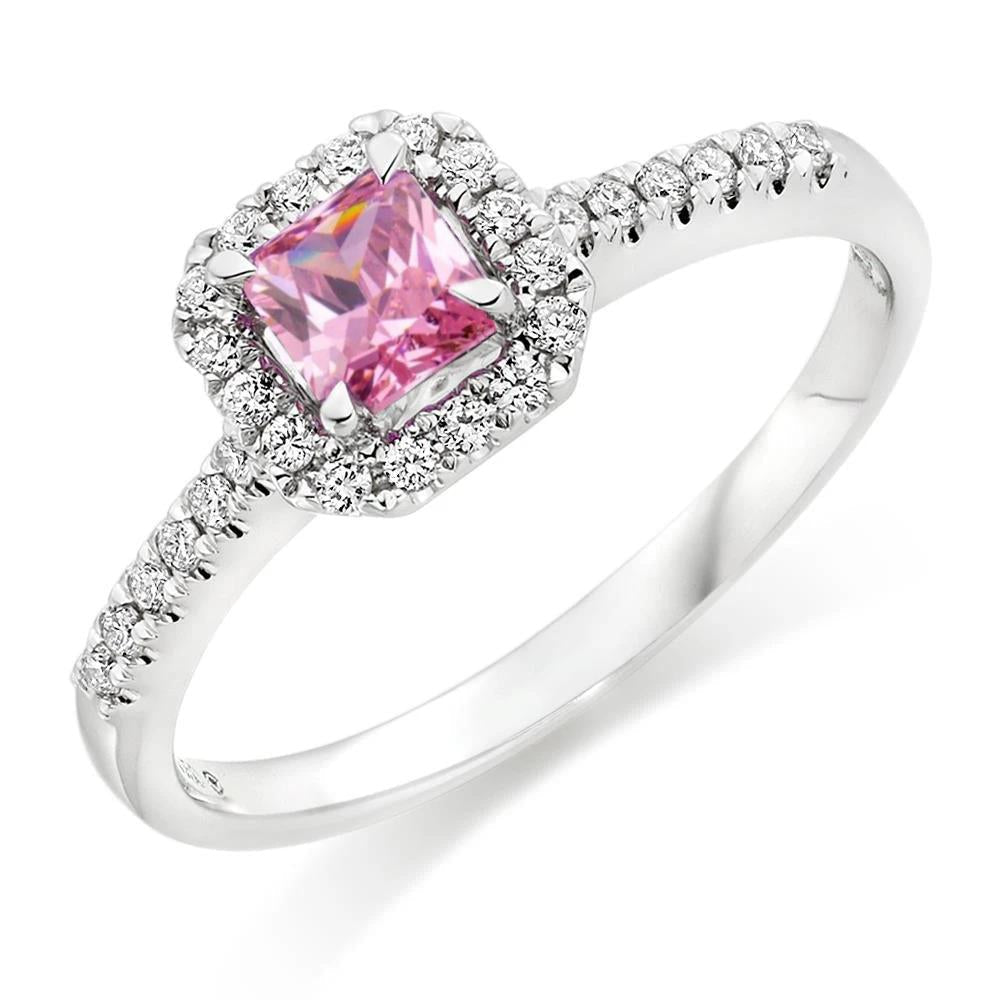 Anello in oro bianco 14 carati con zaffiro rosa 2 ct e diamante - harrychadent.it