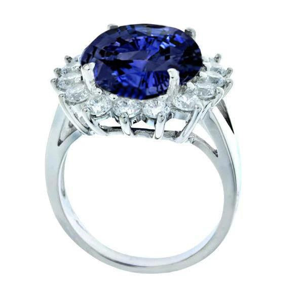Anello in oro bianco 14K . con tanzanite e diamanti rotondi da 3,26 carati - harrychadent.it