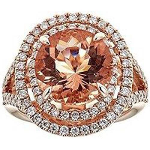 Anello in oro bianco 14K con diamanti Halo Morganite da 8 ct. Novità - harrychadent.it