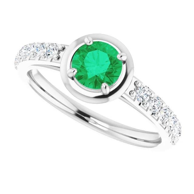 Anello in oro bianco 14K con smeraldo verde e diamanti da 2.25 carati - harrychadent.it