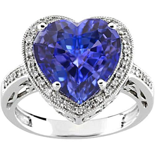 Anello in oro bianco 14K con tanzanite e diamanti, 7,76 ct - harrychadent.it