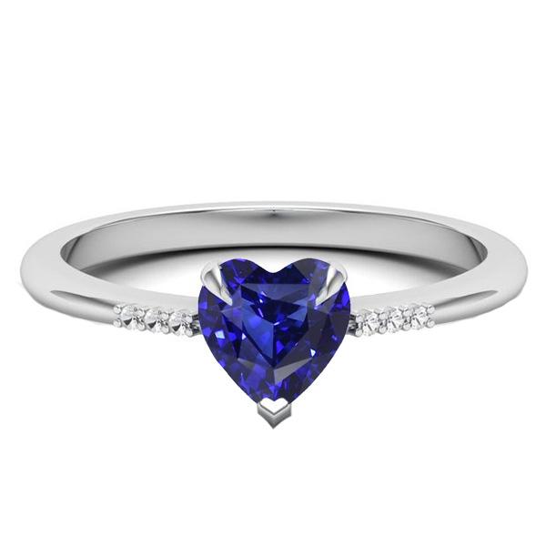Anello in oro con diamanti e pietre preziose a cuore con zaffiro di Ceylon. set 1.75 carati - harrychadent.it