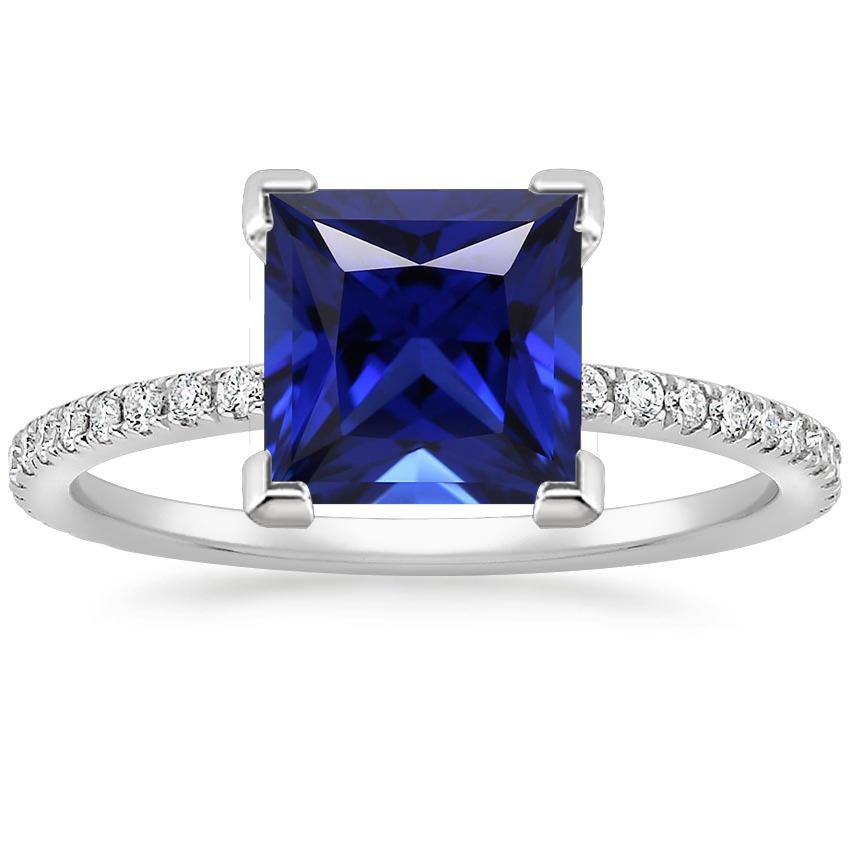 Anello in oro con diamanti taglio princess zaffiro blu con accenti 5.50 carati - harrychadent.it