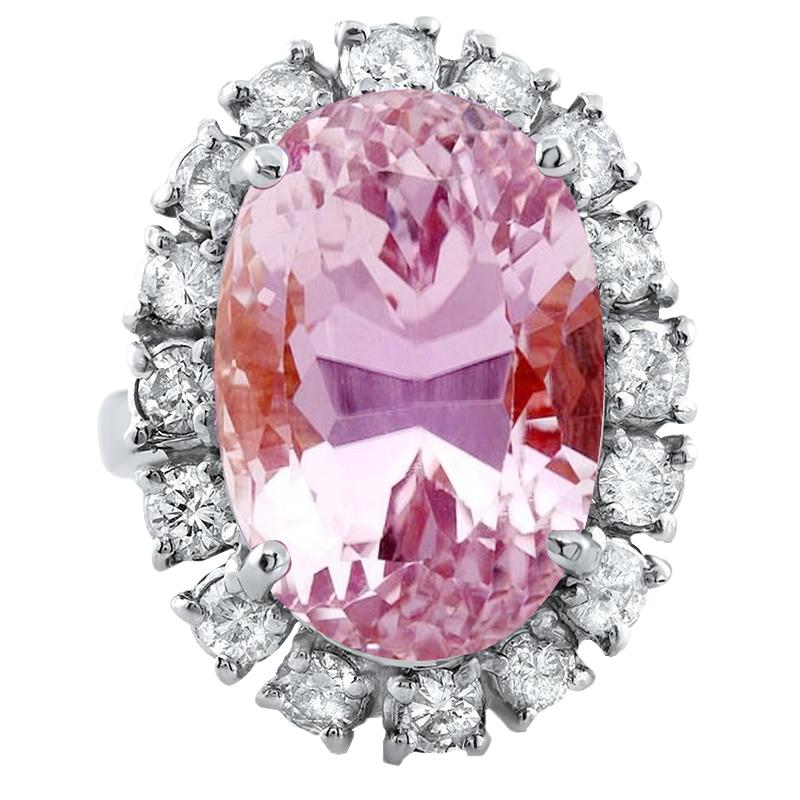 Anello in oro con kunzite rosa taglio ovale e diamante rotondo 22 carati - harrychadent.it