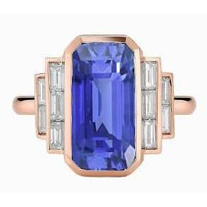 Anello in oro con pietre preziose. smeraldo. zaffiro e diamanti baguette. 3.50 carati - harrychadent.it