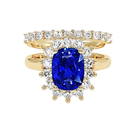 Anello in oro giallo con zaffiro di Ceylon con accenti di diamante 7.50 carati - harrychadent.it