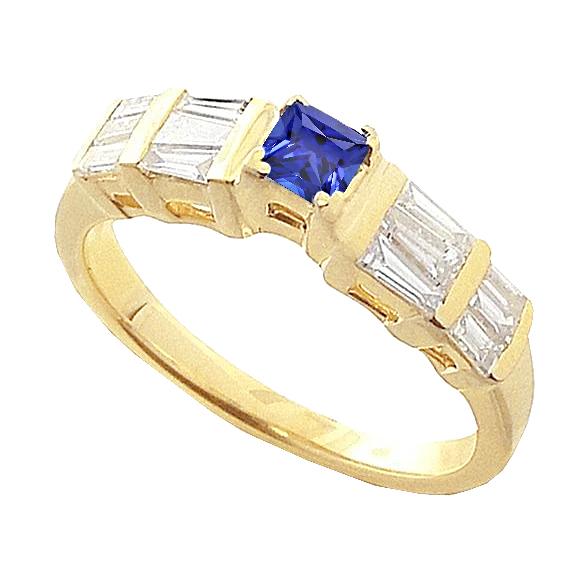 Anello in oro giallo da 2.51 carati con zaffiro blu dello Sri Lanka 14K - harrychadent.it