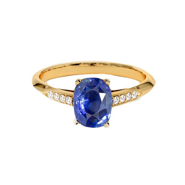Anello in oro giallo stile vintage con diamanti e zaffiri blu 6.50 carati 14K harrychadent