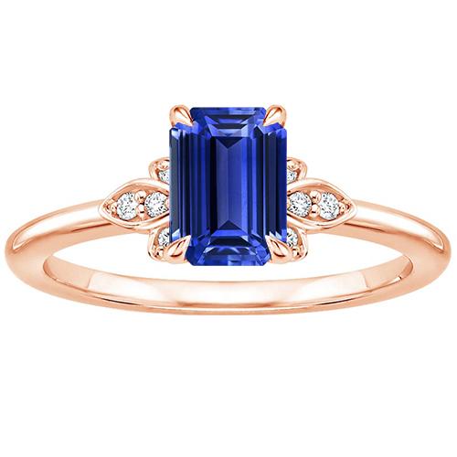 Anello in oro rosa smeraldo 14K con zaffiro di Ceylon e diamante 3.50 carati - harrychadent.it