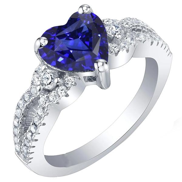 Anello in pietra preziosa con taglio a cuore in zaffiro blu con gambo diviso 4.50 carati - harrychadent.it