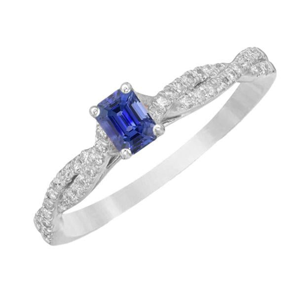 Anello in pietra preziosa con zaffiro di Ceylon gambo intrecciato e diamanti 3.50 carati - harrychadent.it