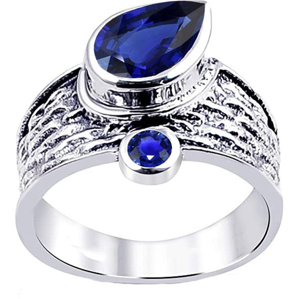 Anello in pietra preziosa con zaffiro di Ceylon. stile antico. 2.75 carati. gioielli da donna - harrychadent.it