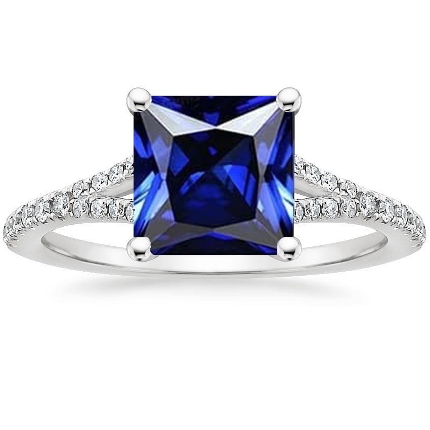Anello in pietra preziosa solitario taglio principessa con accenti di diamanti pavé 6 carati - harrychadent.it