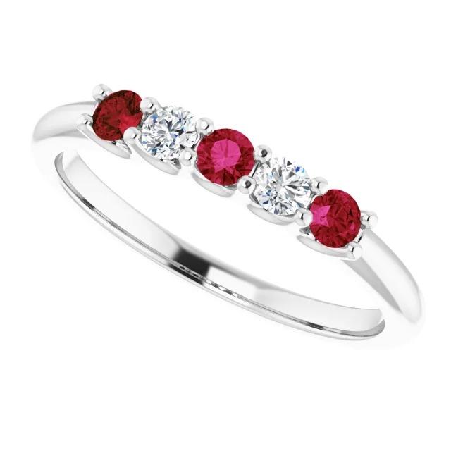 Anello in pietra rubino con diamante rotondo 2 carati in oro bianco 14 carati - harrychadent.it