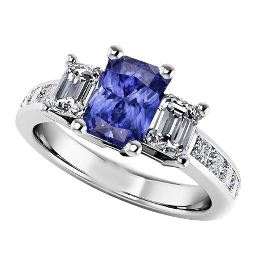 Anello in zaffiro con diamante anniversario 3 carati Set di canali con accenti da principessa - harrychadent.it