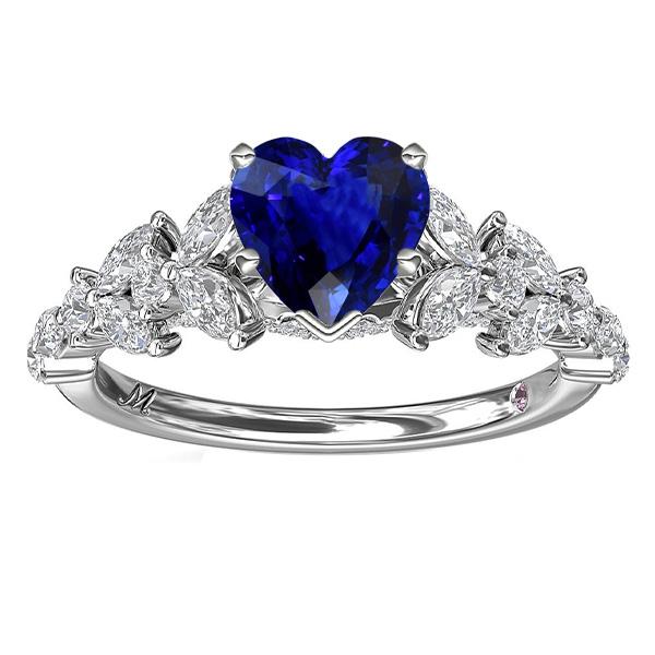 Anello in zaffiro taglio cuore con diamante rotondo e marquise stile foglia 3.50 carati - harrychadent.it
