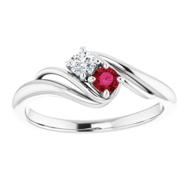 Anello incastonato di diamanti tondi con rubini tondi 1.50 carati in oro bianco 14K - harrychadent.it