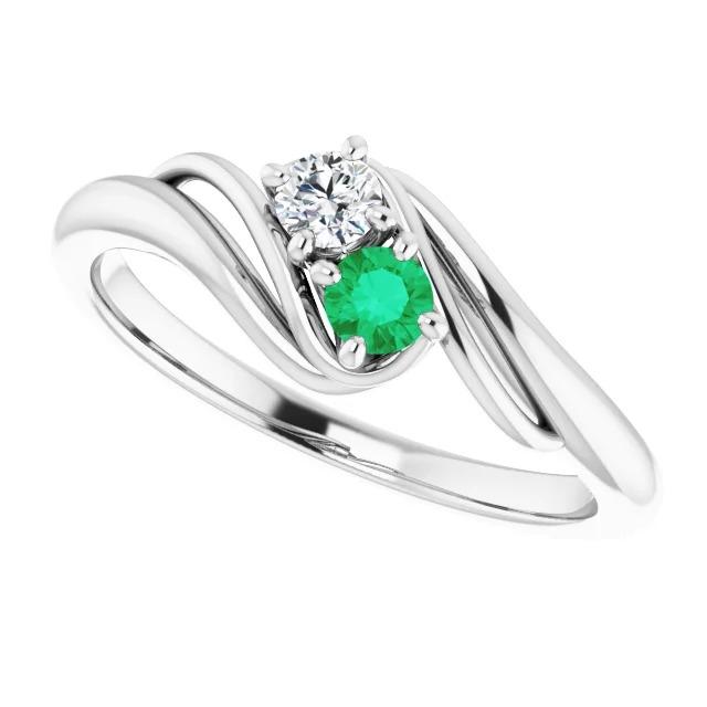 Anello incastonato di diamanti tondo verde smeraldo 1.50 carati - harrychadent.it