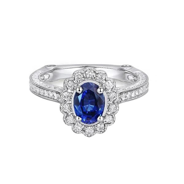 Anello ovale con zaffiro dello Sri Lanka, diamante rotondo, gioielli in oro 2 carati - harrychadent.it