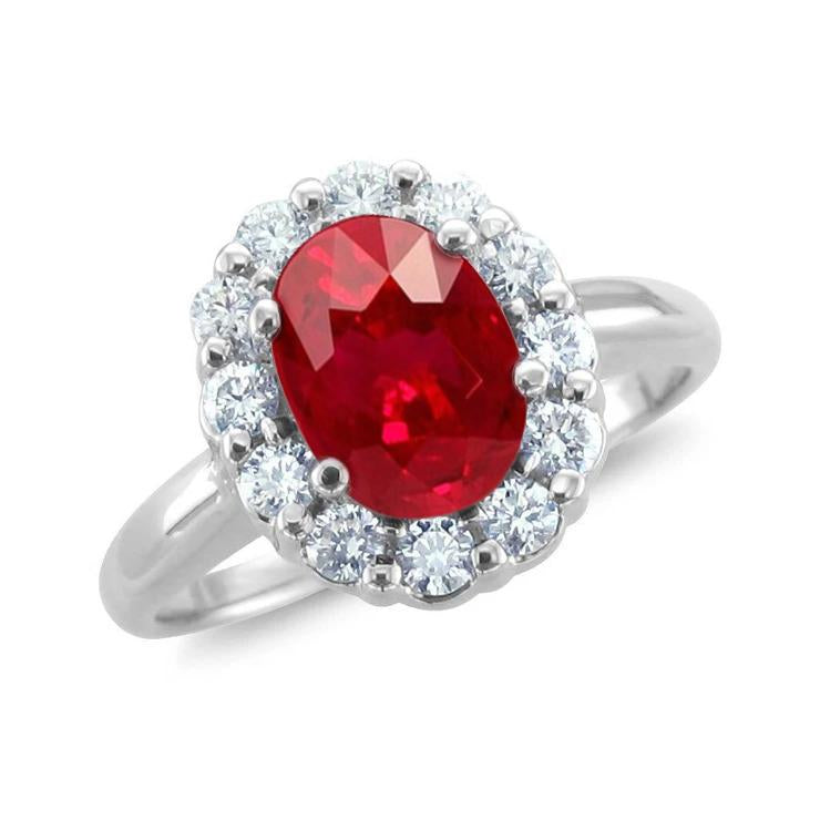 Anello rosso rubino taglio ovale e diamante 5 carati gioielli oro bianco 14 carati - harrychadent.it