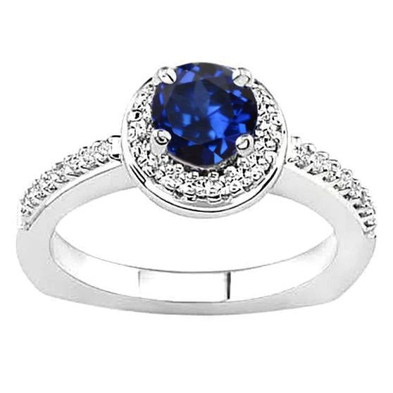 Anello rotondo con zaffiro dello Sri Lanka e diamanti, 5,76 carati, oro bianco 14K - harrychadent.it