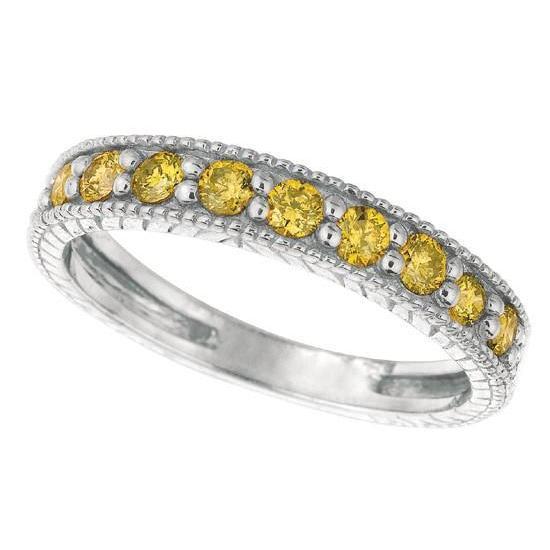Anello rotondo con zaffiro giallo da 0.45 carati in oro bianco 14K - harrychadent.it