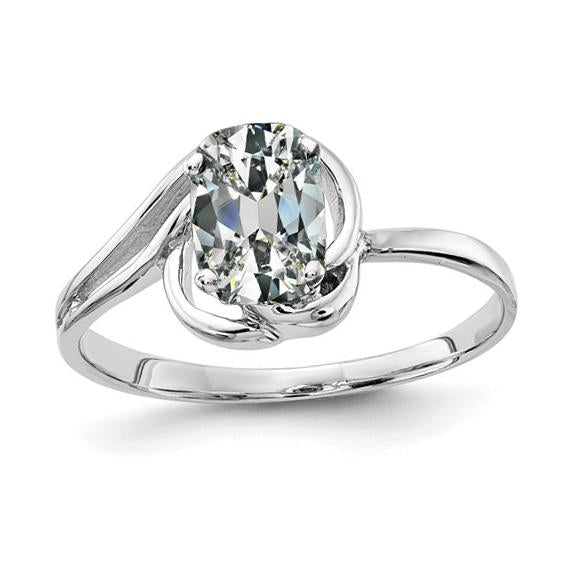 Anello solitario con diamante taglio antico ovale gambo ritorto 3
