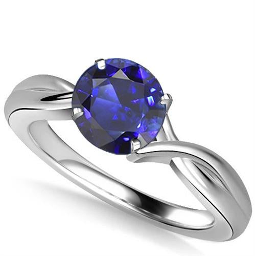 Anello solitario con gemma blu zaffiro 2 carati con gambo intrecciato - harrychadent.it