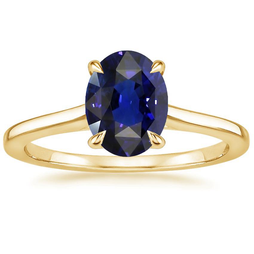 Anello Solitario Oro Giallo Ovale Zaffiro Sri Lanka 3.50 Carati - harrychadent.it