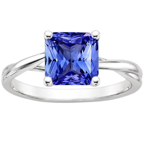 Anello solitario con pietra preziosa blu zaffiro 2.50 carati con gambo intrecciato - harrychadent.it