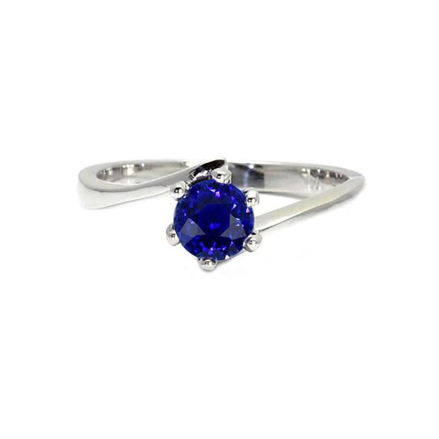 Anello solitario con pietre preziose. zaffiro blu di Ceylon. 1 carato. stile a tensione - harrychadent.it
