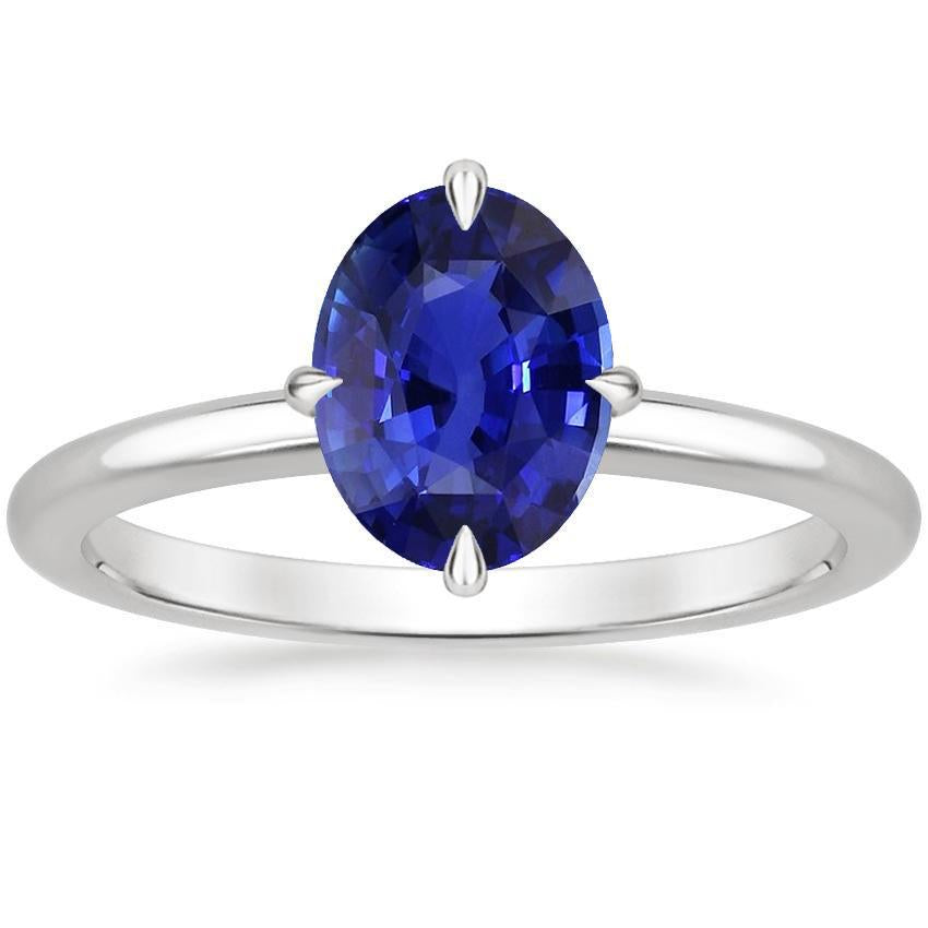 Anello solitario con zaffiro blu taglio ovale con montatura 3 carati - harrychadent.it