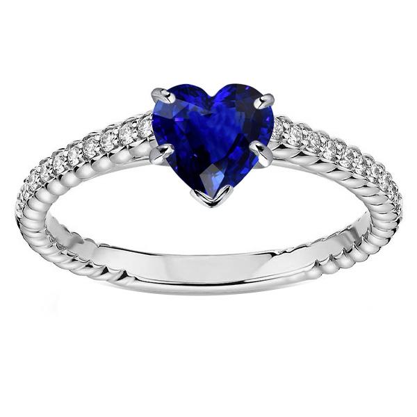 Anello solitario con zaffiro di Ceylon e pavé con accenti di diamanti 2.50 carati - harrychadent.it
