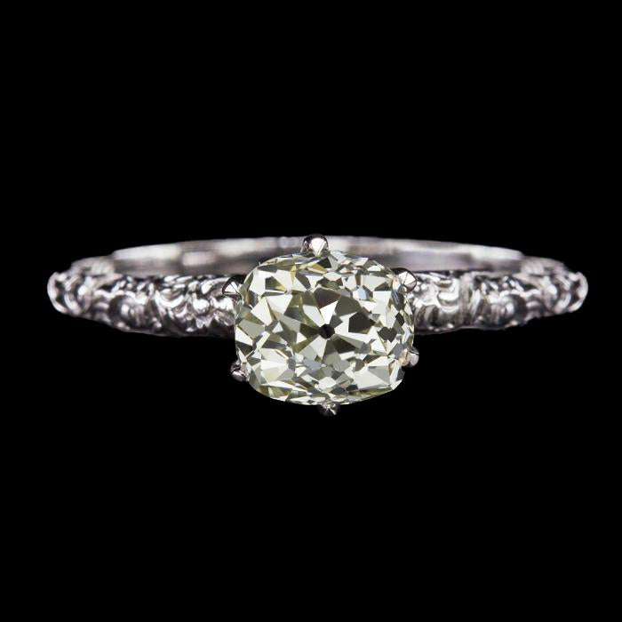 Anello solitario cuscino vecchio minatore diamante oro stile vintage