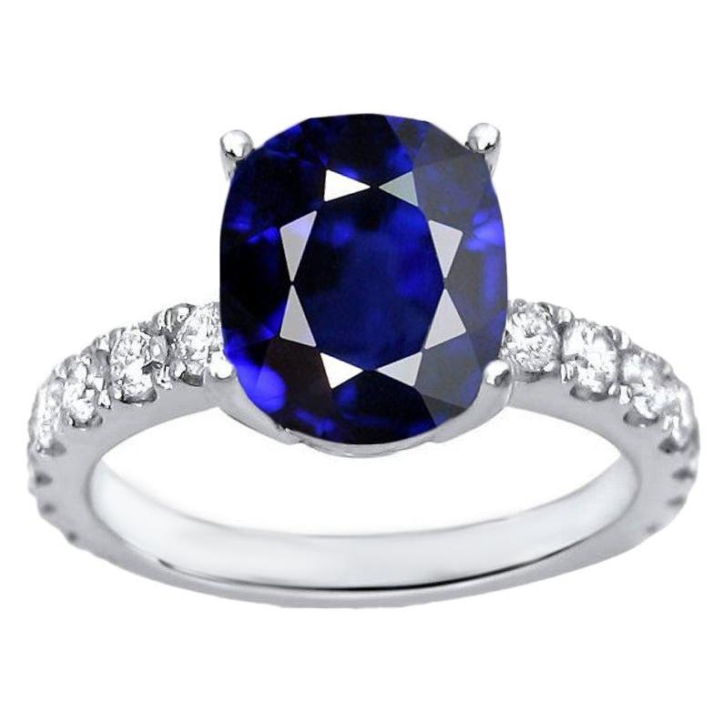Anello solitario da donna con zaffiro taglio ovale e diamanti accentati 5.50 carati - harrychadent.it