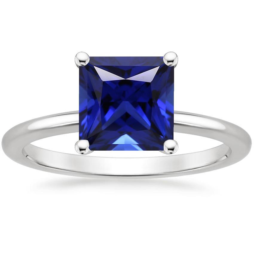 Anello solitario da donna in oro bianco con zaffiro blu principessa 5 carati - harrychadent.it