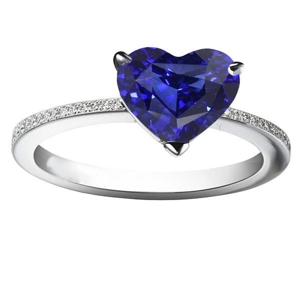 Anello solitario diamante accenti cuore zaffiro dello Sri Lanka 3 carati - harrychadent.it